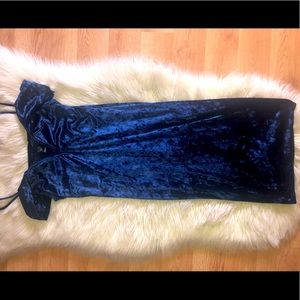 Velvet blue dress.